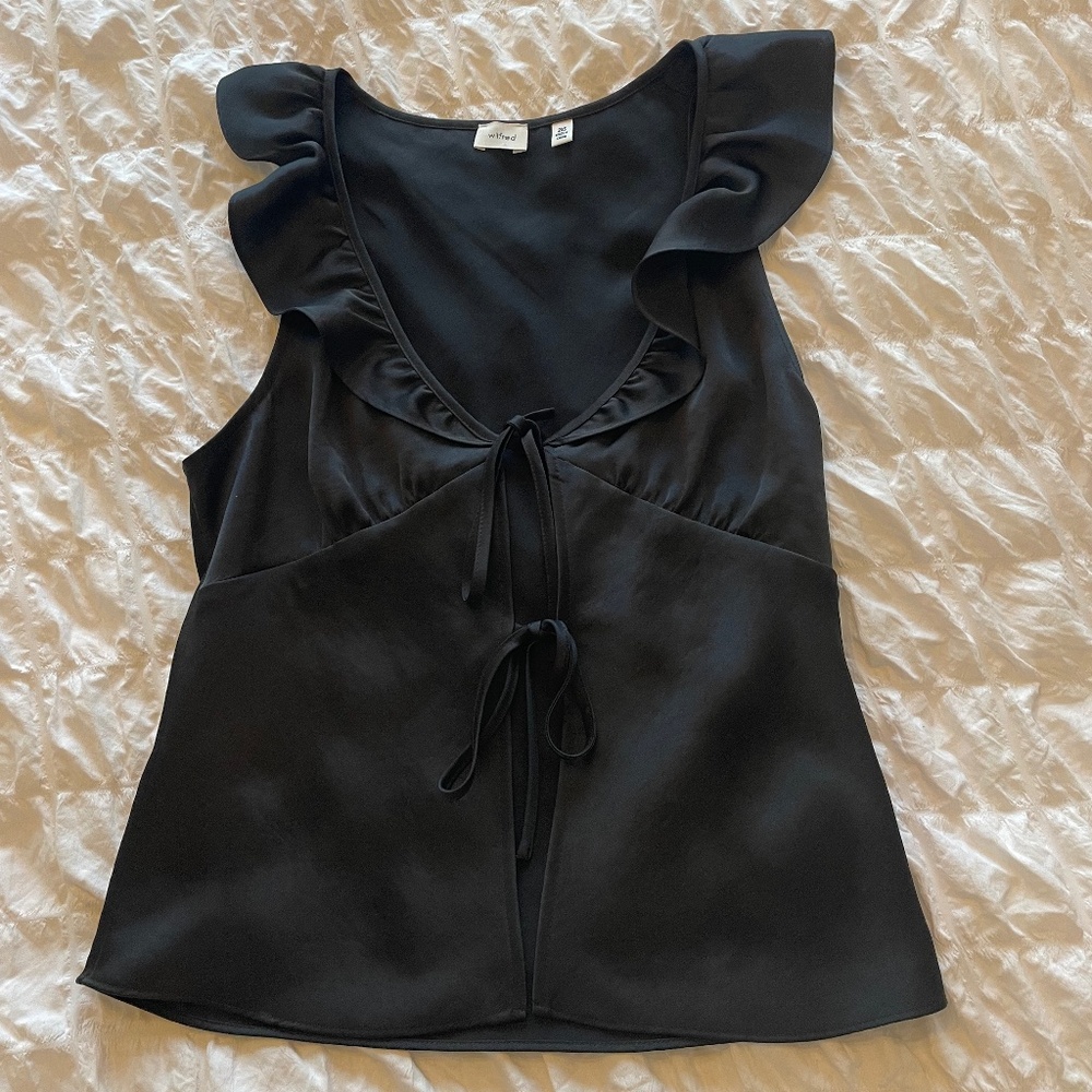 Aritzia Black Satin Blouse